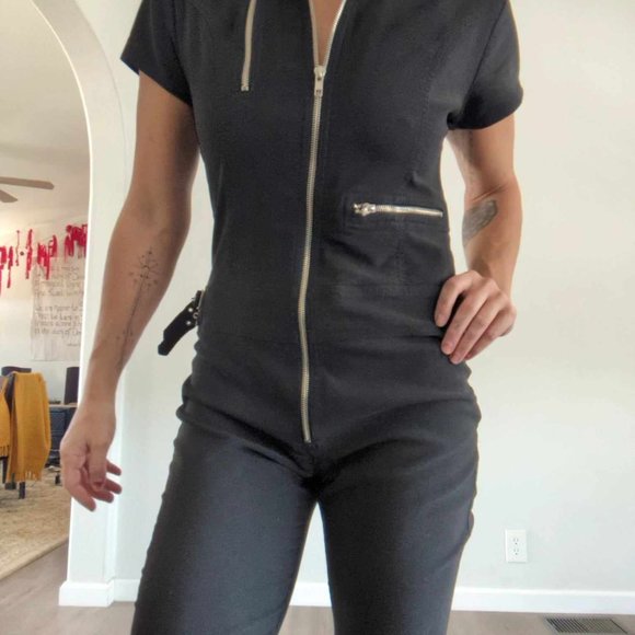 Black 3/4 length jumpsuit - M - Picture 4 of 7